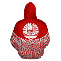 Tahiti Polynesian Hoodie Red Pride Map nd Seal - Polynesian Pride