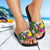 New Caledonia Custom Personalised Slide Sandals White - Turtle Plumeria Banana Leaf - Polynesian Pride