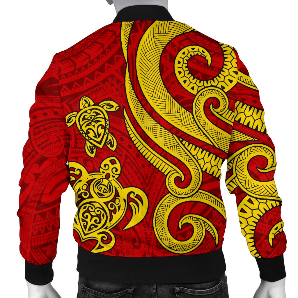 Polynesian Hawaii (Kanaka Maoli) Men Bomber Jacket - Red Tentacle Turtle - Polynesian Pride
