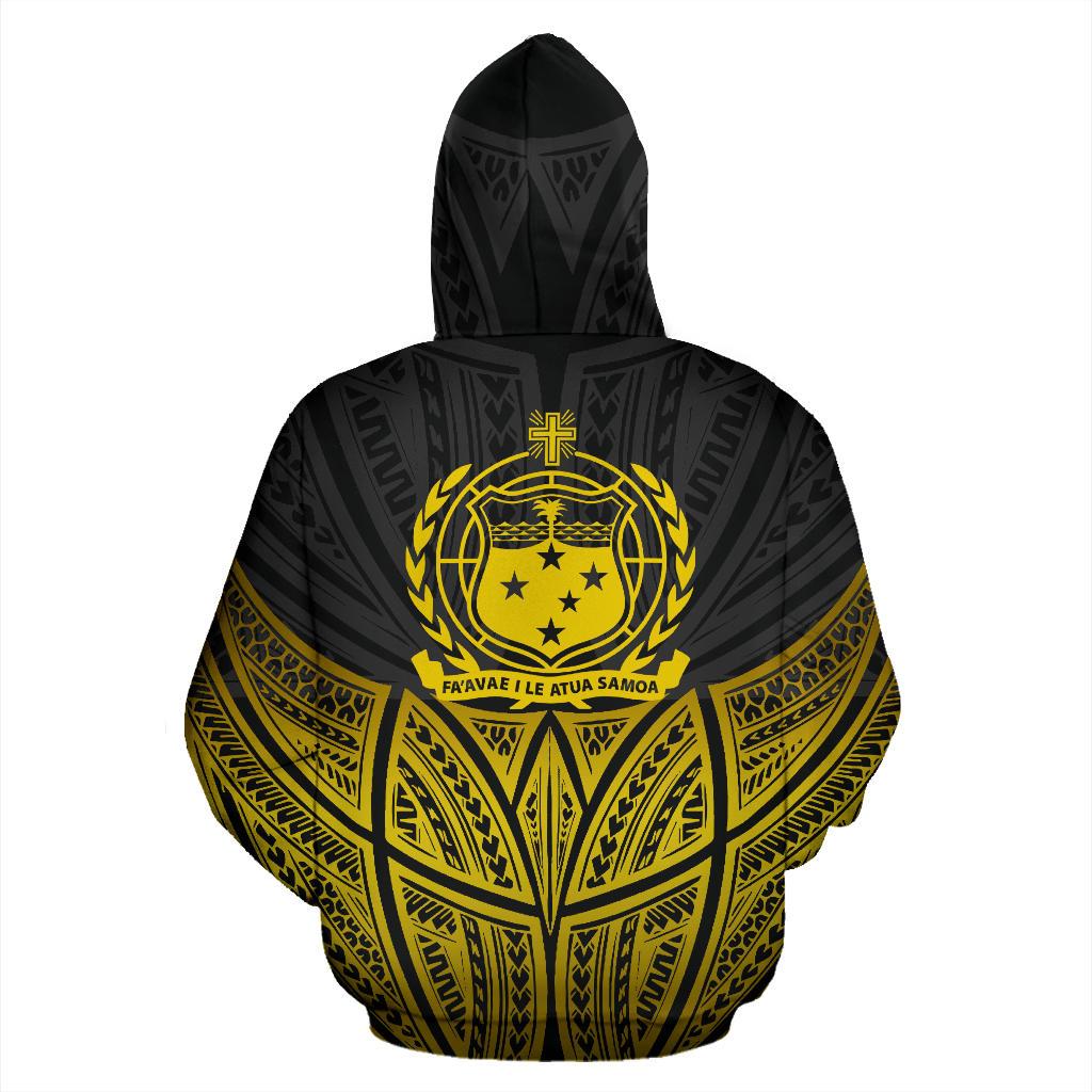Samoa Polynesian Hoodie Gold Pride Map nd Seal - Polynesian Pride