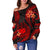 Samoa Polynesian Off Shoulder Sweater - Red Plumeria - Polynesian Pride