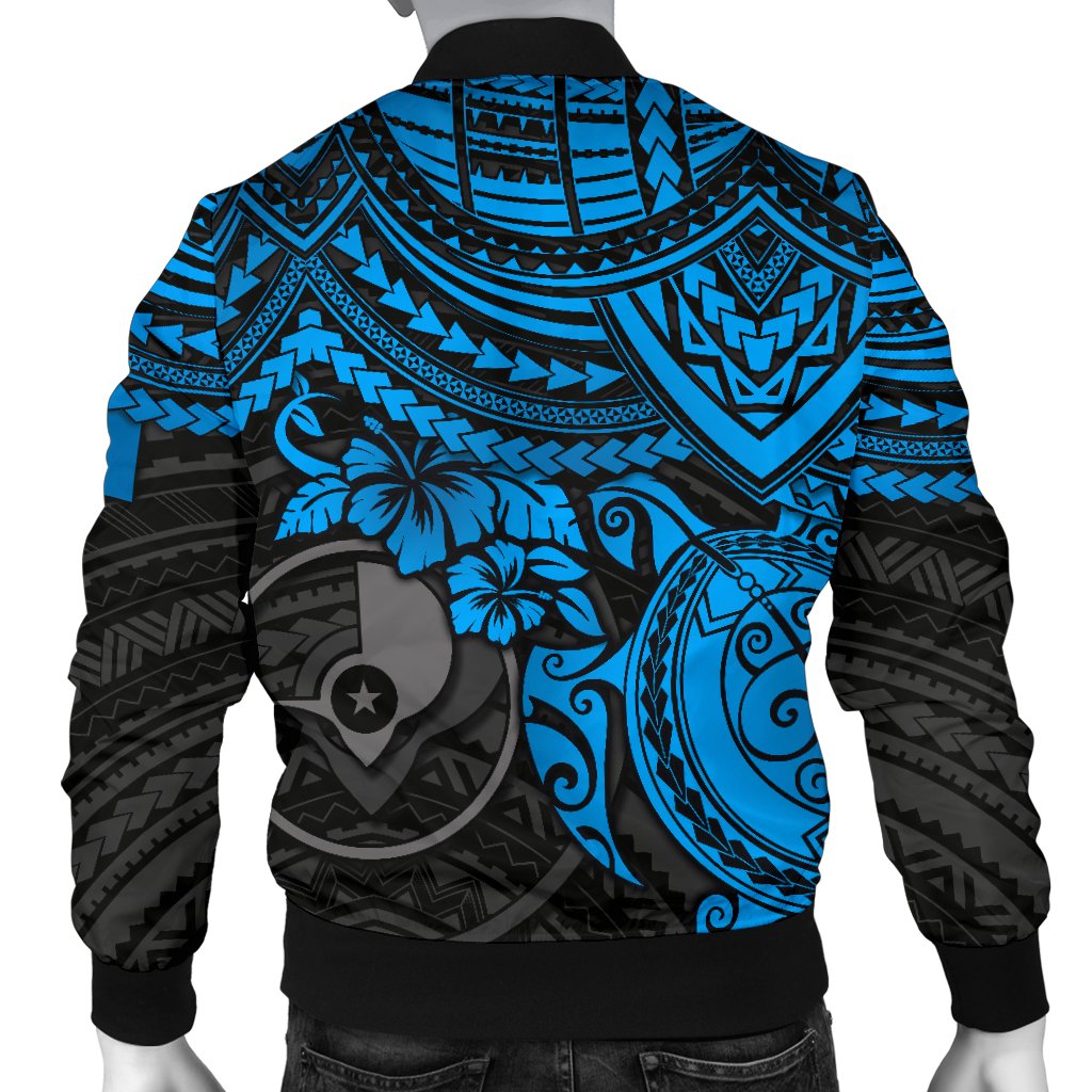 Yap Polynesian Bomber Jacket (Men) - Blue Turtle - Polynesian Pride