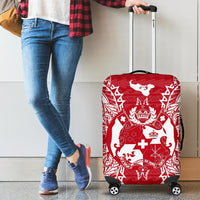 Tonga Polynesian Luggage Covers Map Red White - Polynesian Pride