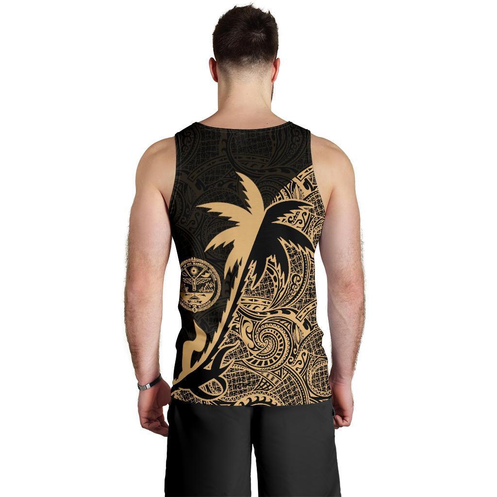 Marshall Islands Coconut Tree Men's Tank Top Gold K4 - Polynesian Pride
