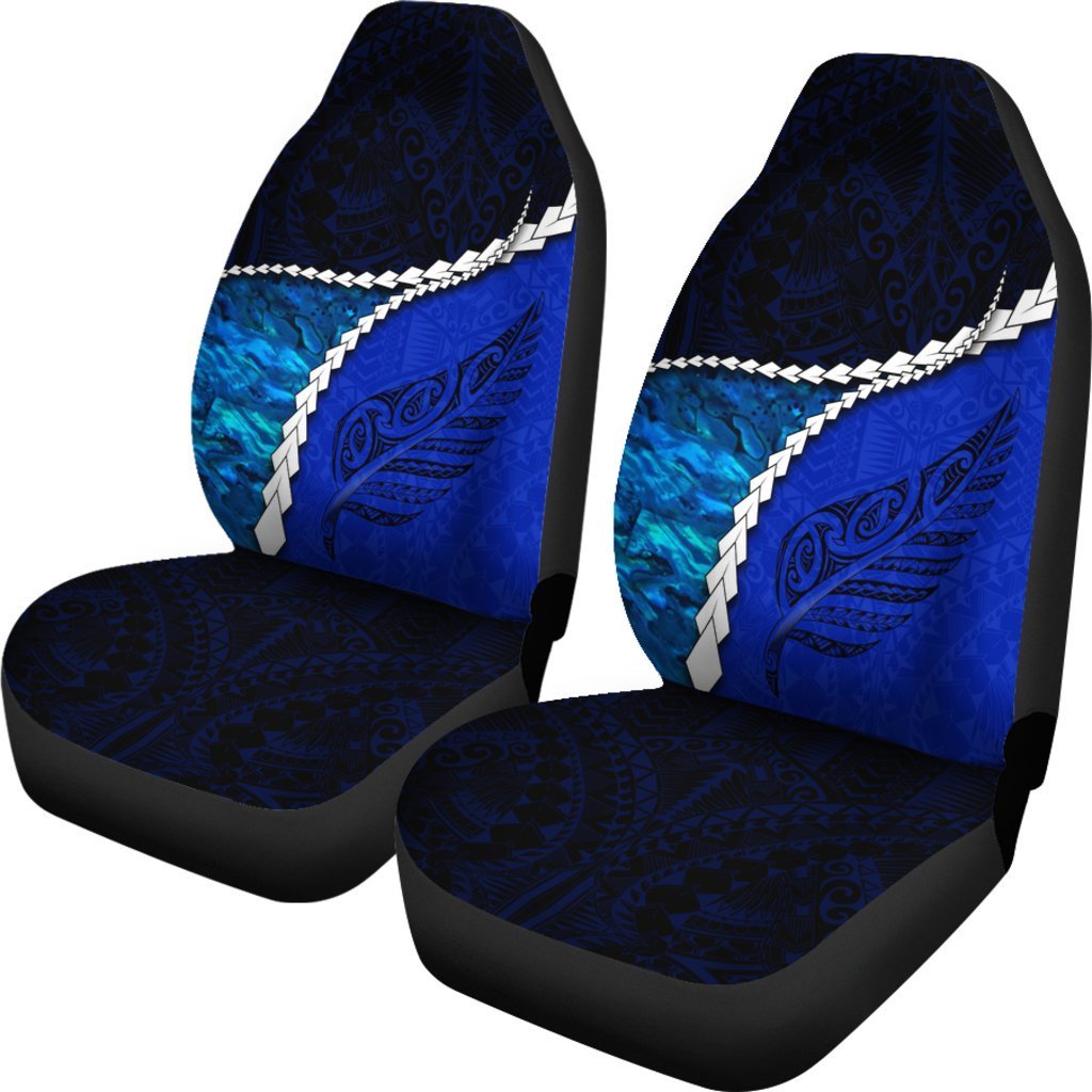 Paua Shell Maori Silver Fern Car Seat Covers Cobalt - Polynesian Pride