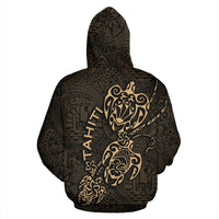Tahiti Polynesian Family Turtles Zip up Hoodie Gold - Polynesian Pride