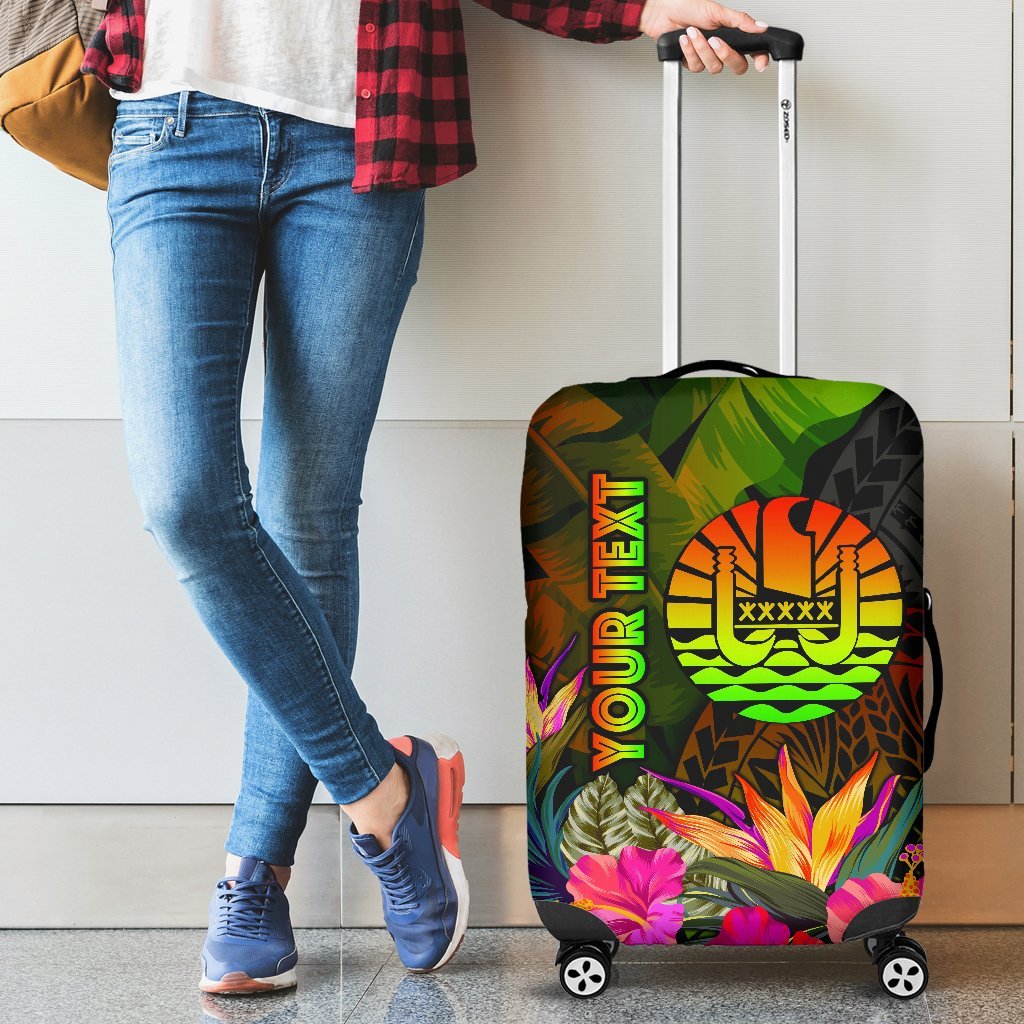 Tahiti Polynesian Personalised Luggage Covers - Hibiscus and Banana Leaves Reggae - Polynesian Pride