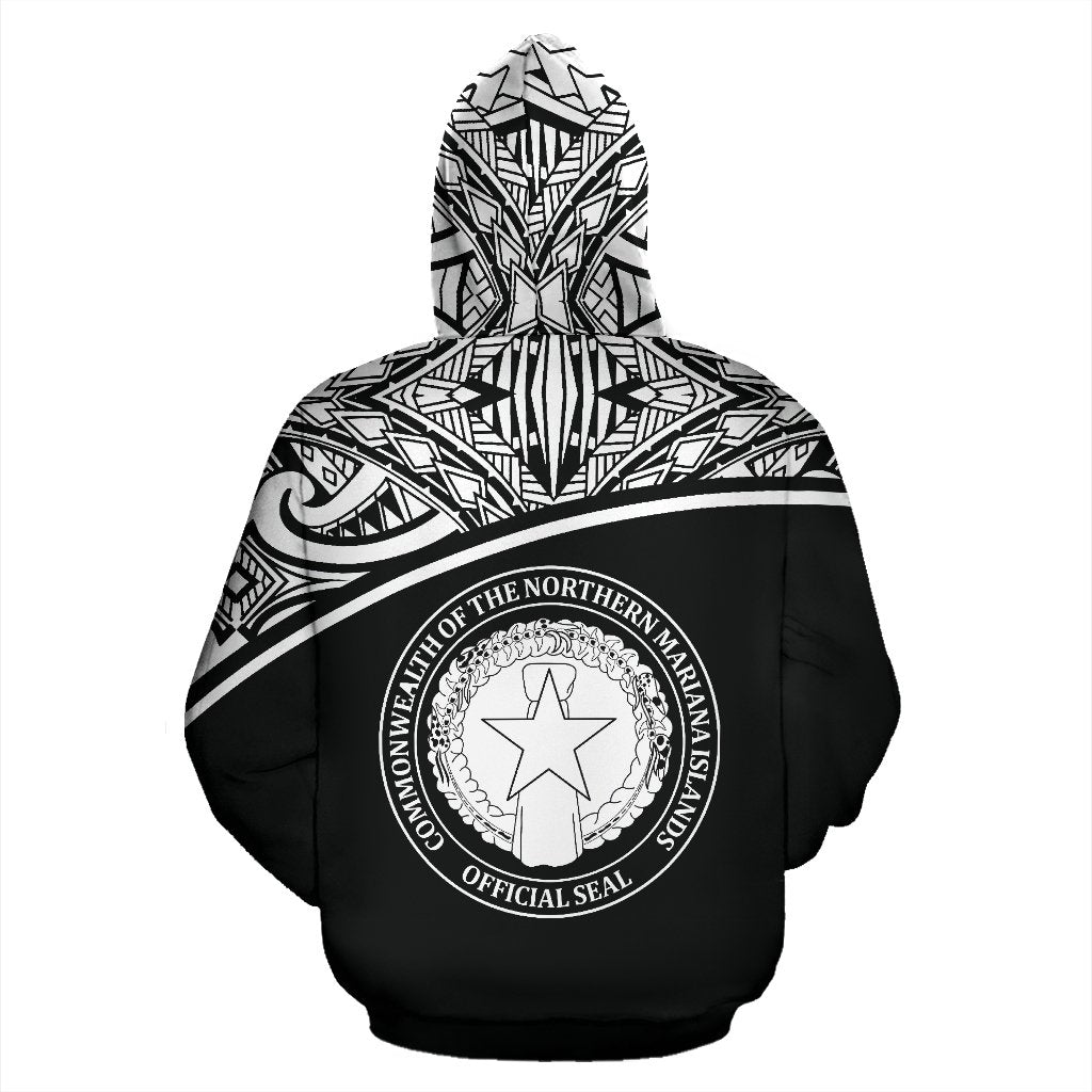 Northern Mariana Islands Polynesian All Over Hoodie Black Curve Version - Polynesian Pride