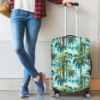 Tropical Palm Trees Blue Luggage Cover - Polynesian Pride