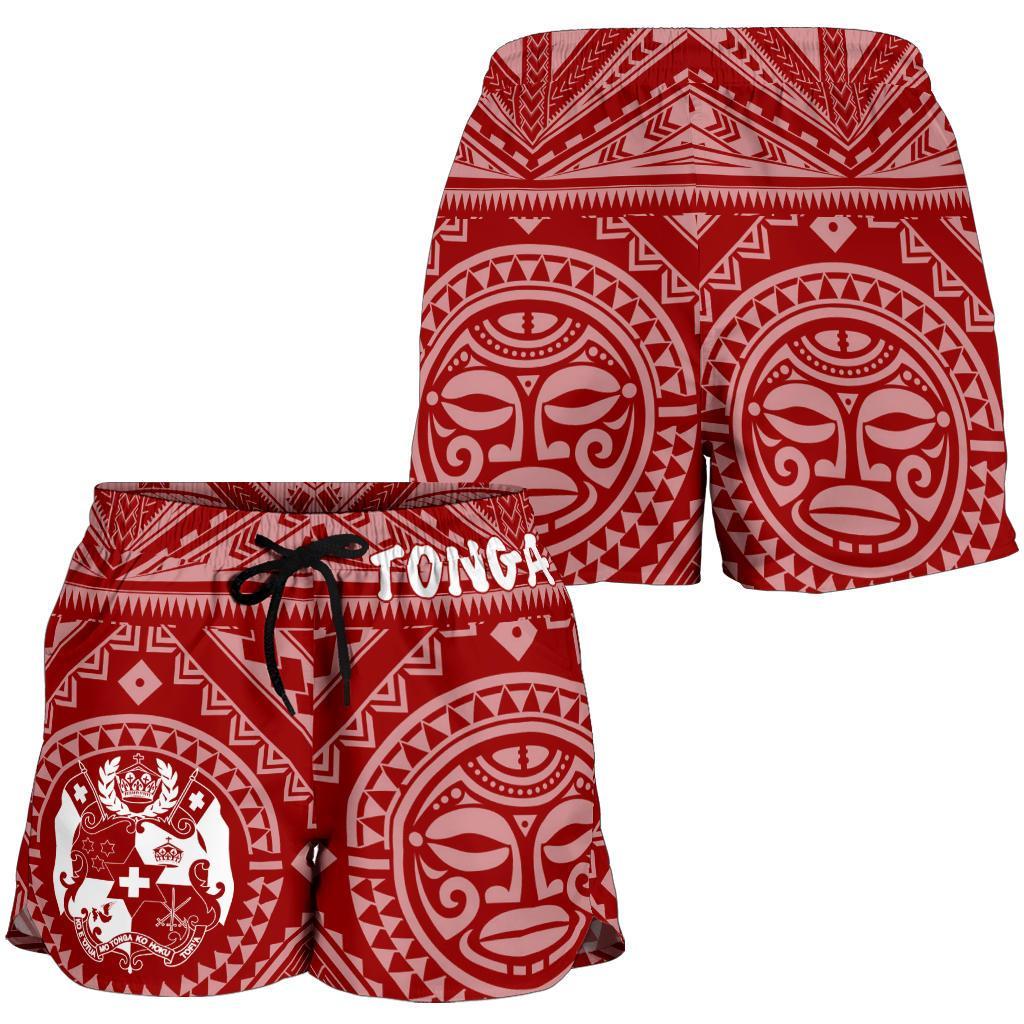 Tonga Women's Short - Tonga Seal With Polynesian Tattoo Style (Red) - Polynesian Pride