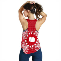 Cook Islands Polynesian Women Tank Top Map Red White - Polynesian Pride