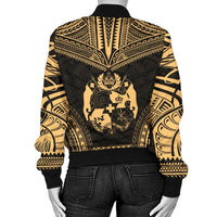 Tonga Polynesian Chief Women'S Bomber Jacket - Gold Version - Polynesian Pride