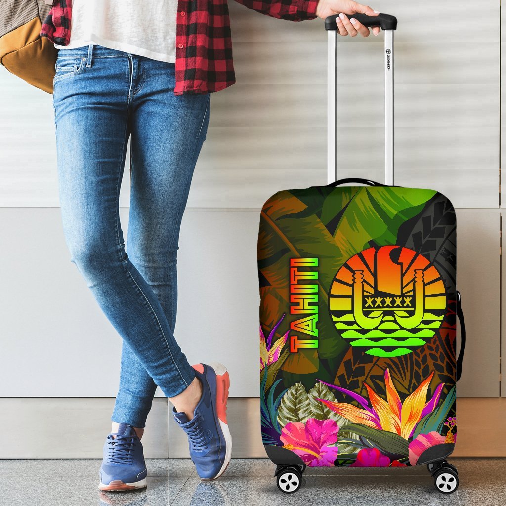 Tahiti Polynesian Luggage Covers - Hibiscus and Banana Leaves Reggae - Polynesian Pride