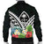 Guam Men's Bomber Jacket - Guam Coat of Arms & Polynesian Tropical Flowers White - Polynesian Pride