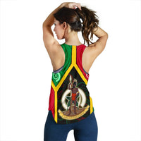 Polynesian Vanuatu Custom Personalised Women's Racerback Tank - Vanuatu Flag and Coat Of Arms - Polynesian Pride