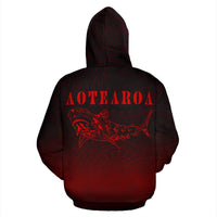 Maori Shark Aotearoa Hoodie Red - Polynesian Pride
