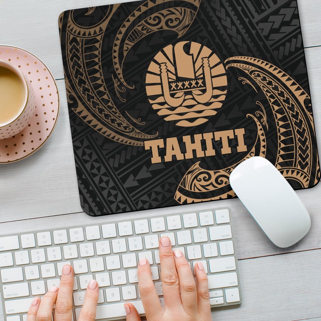 Tahiti Polynesian Mouse Pad - Gold Tribal Wave - Polynesian Pride