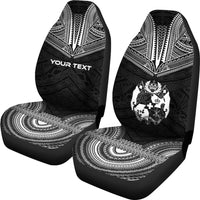 Tonga Custom Personalised Car Seat Cover - Tonga Coat Of Arms Polynesian Chief Tattoo Black Version - Polynesian Pride