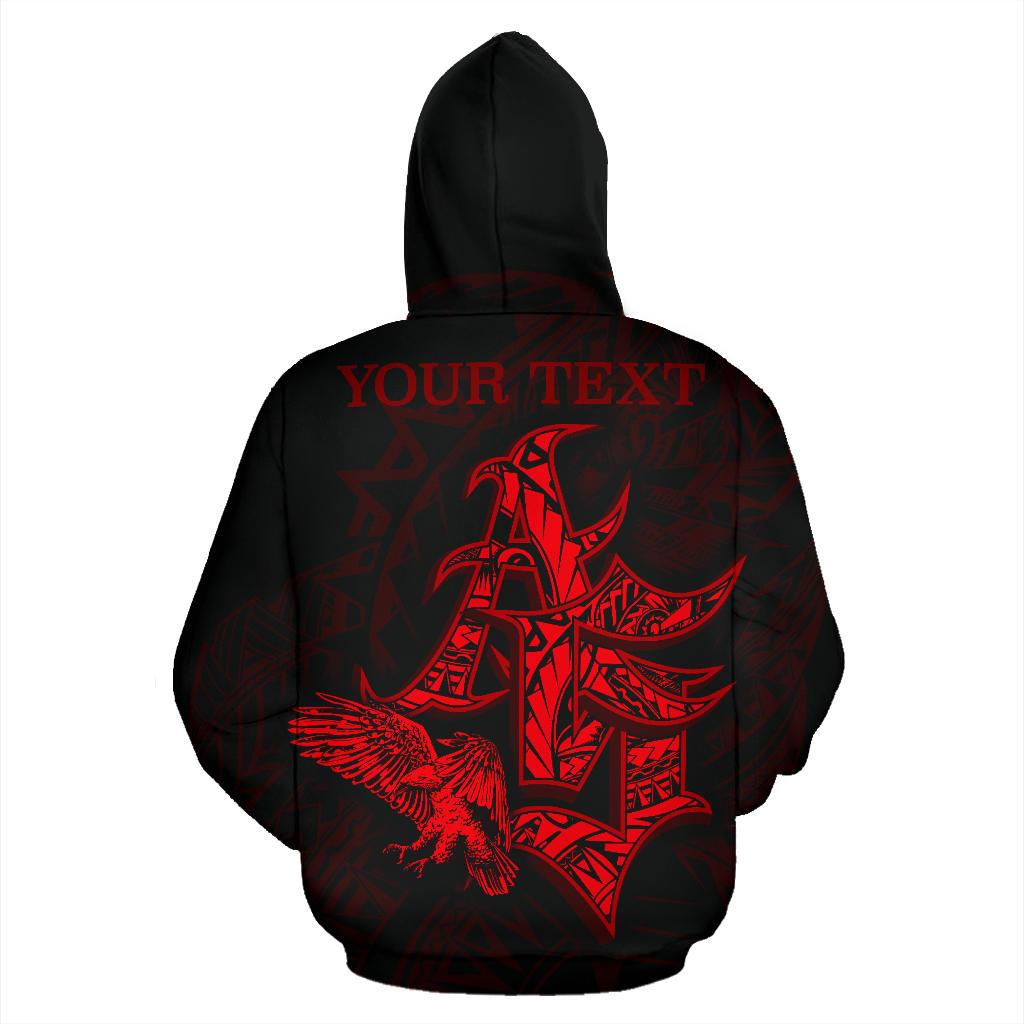 American Samoa Polynesian Custom Zip up Hoodie Eagle Coat of Arms Red - Polynesian Pride