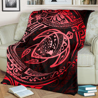 Hawaiian Turtle Polynesian Red Premium Blanket - Polynesian Pride