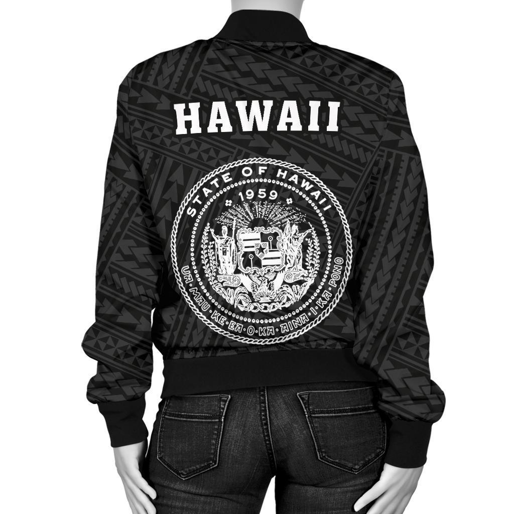 Hawaii Kakau Polynesian Coat Of Arms Men's Bomber Jacket - White - Polynesian Pride
