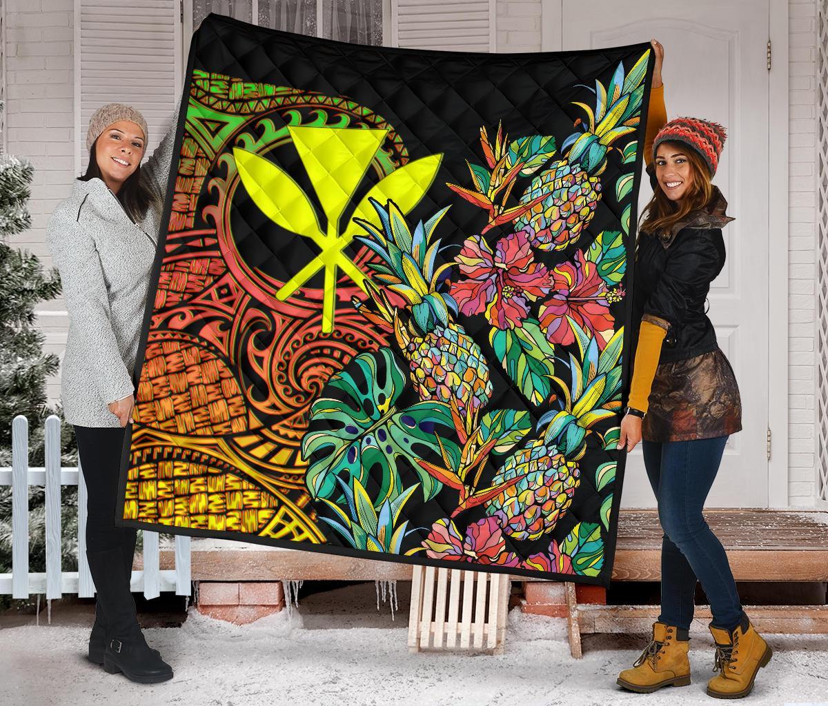 Polynesian Hawaii Premium Quilt - Pineapple Hibiscus - Polynesian Pride