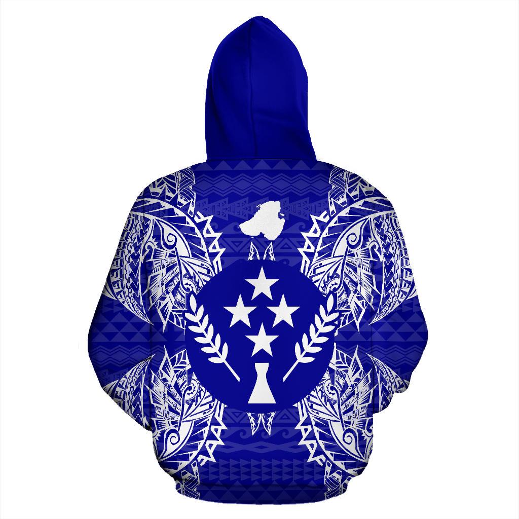 Kosrae Polynesian All Over Zip up Hoodie Map Blue - Polynesian Pride