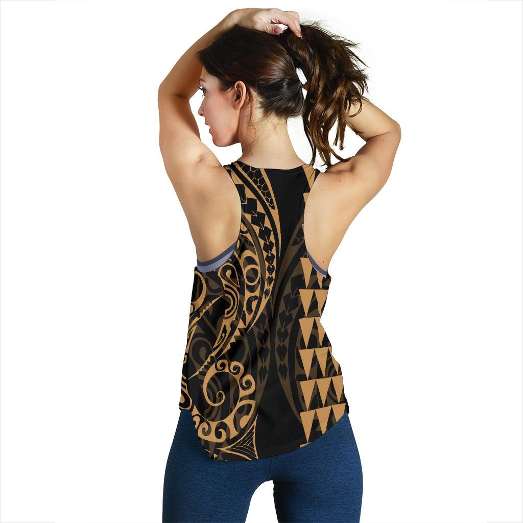 Kanaka Map Women's Racerback Tank Gold - Polynesian Pride