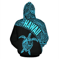 Hawaii Zip up Hoodie Hawaii Turtle Mermaid Polynesian Tattoo Blue Version - Polynesian Pride
