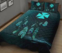 Wallis And Futuna Polynesian Quilt Bed Set Dreamcatcher Blue - Polynesian Pride