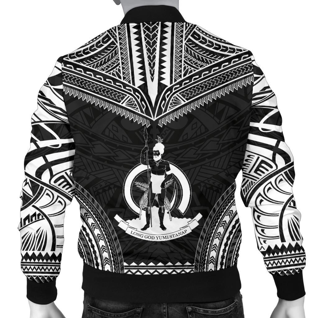 Vanuatu Polynesian Chief Men's Bomber Jacket - Black Version - Polynesian Pride