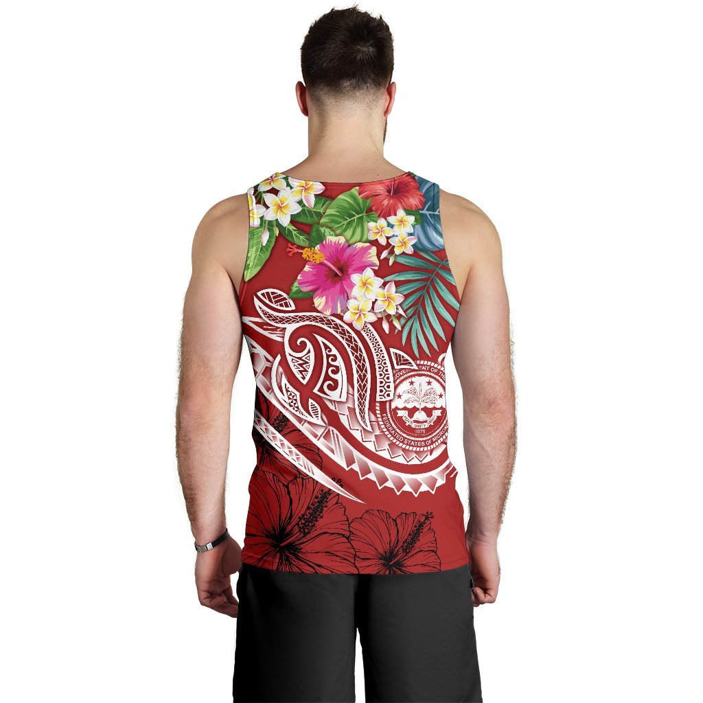 FSM Polynesian Men's Tank Top - Summer Plumeria (Red) - Polynesian Pride