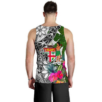 Fiji Custom Personalised Men's Tank Top White - Turtle Plumeria Banana Leaf Crest - Polynesian Pride