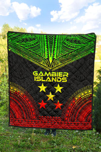 Gambier Islands Premium Quilt - Gambier Islands Flag Polynesian Chief Reggae Version - Polynesian Pride
