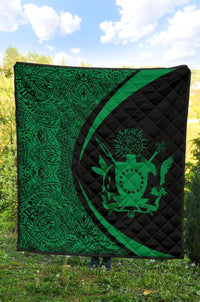Cook Islands Coat Of Arms Polynesian Premium Quilt - Circle Style - 08 - Polynesian Pride