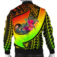 Yap Men's Bomber Jaclet - Polynesian Hook And Hibiscus (Raggae) - Polynesian Pride