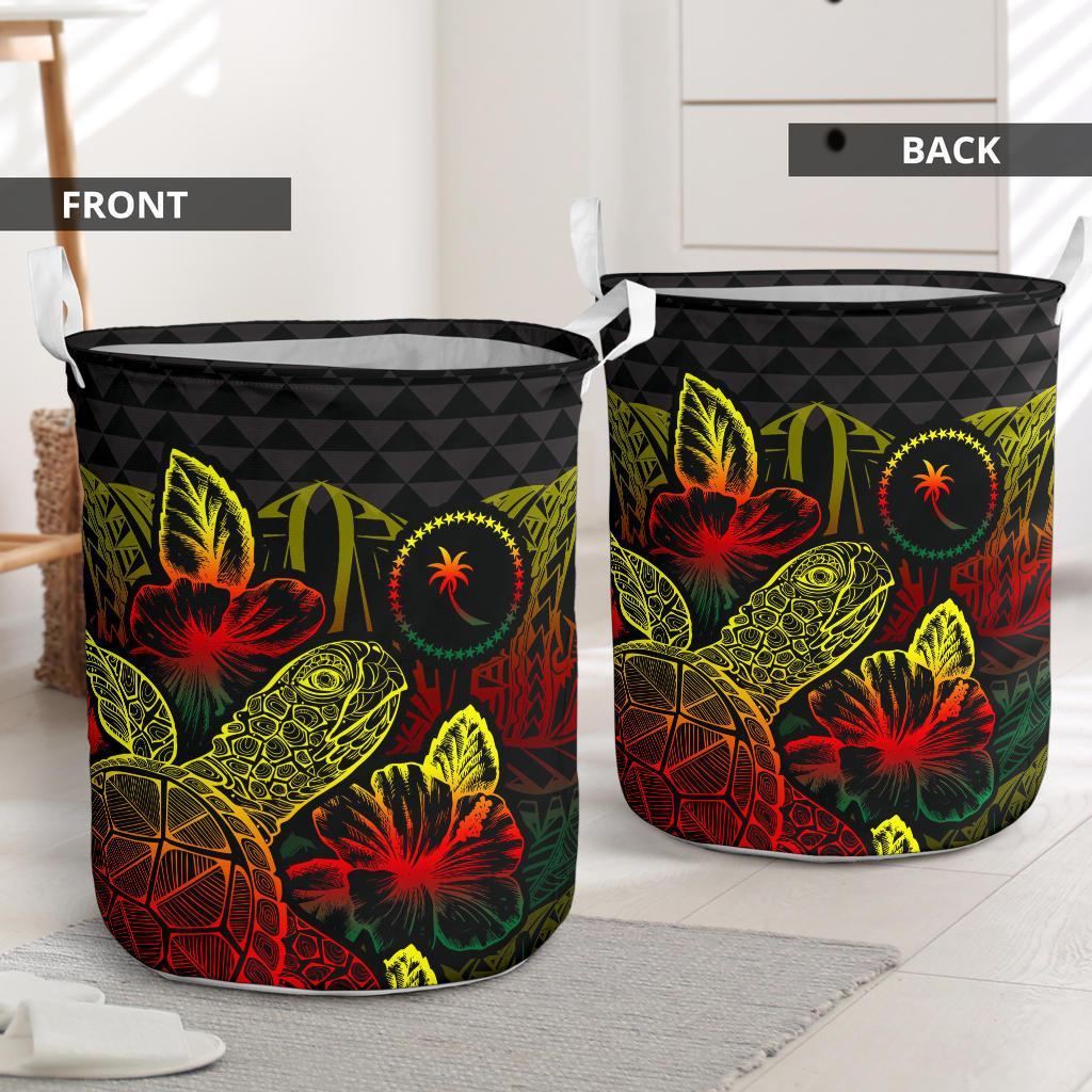 Chuuk Laundry Basket - Polynesian Turtle Hibiscus Reggae - Polynesian Pride