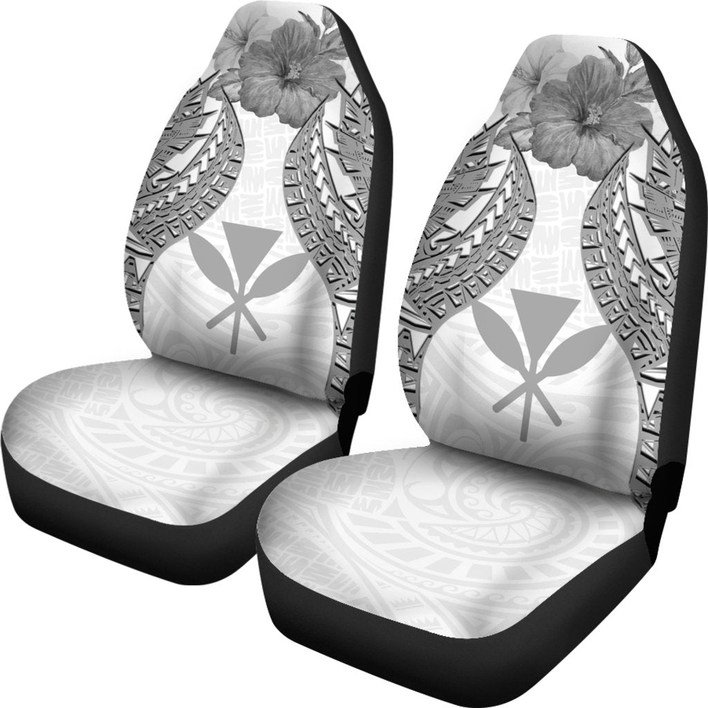 Hawaii Polynesian Car Seat Covers Pride Seal And Hibiscus White - Polynesian Pride