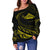 Hawaiian Mauna Kea Polynesian Women's Off Shoulder Sweater - Yellow - Frida Style - Polynesian Pride