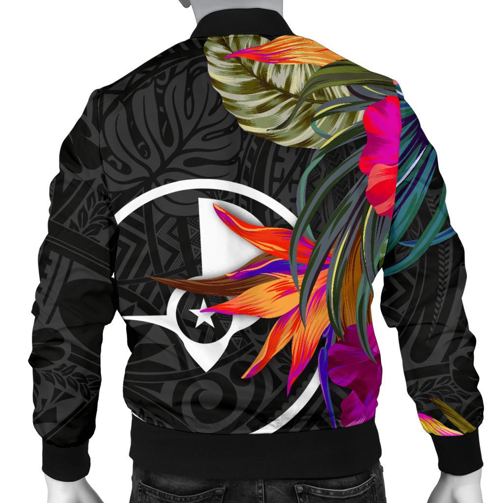 Yap Men's Bomber Jacket - Polynesian Hibiscus Pattern - Polynesian Pride