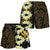 Hawaii Plumeria Kanaka Polynesian Women's Shorts - Curtis Style - Gold Women Gold - Polynesian Pride