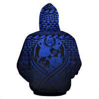 Tonga All Over Zip up Hoodie Lift up Blue - Polynesian Pride