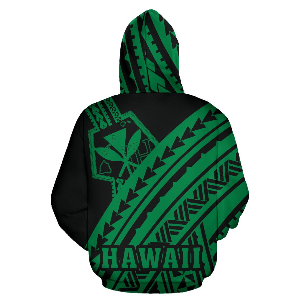 Hawaii Kanaka Polynesian Hoodie Poly Style Green - Polynesian Pride