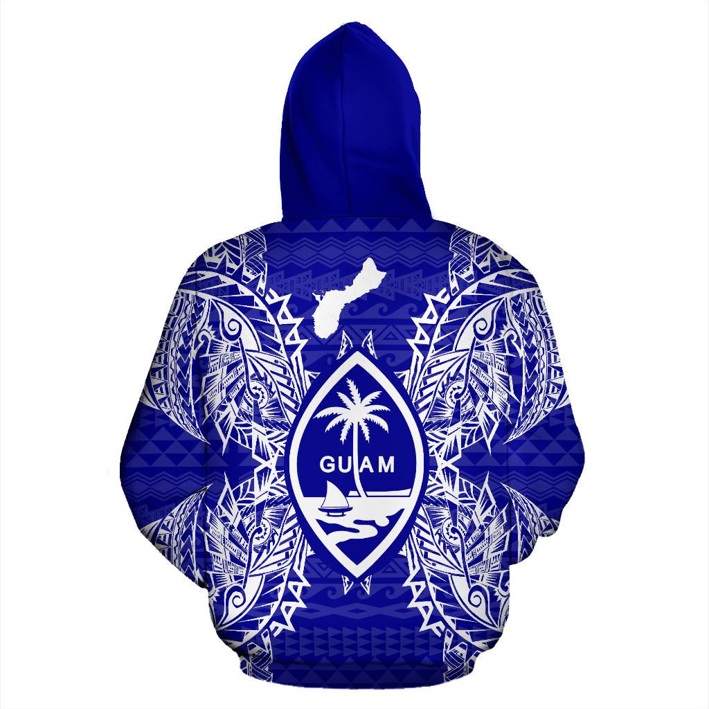 Guam Polynesian ll Over Hoodie Map Blue - Polynesian Pride