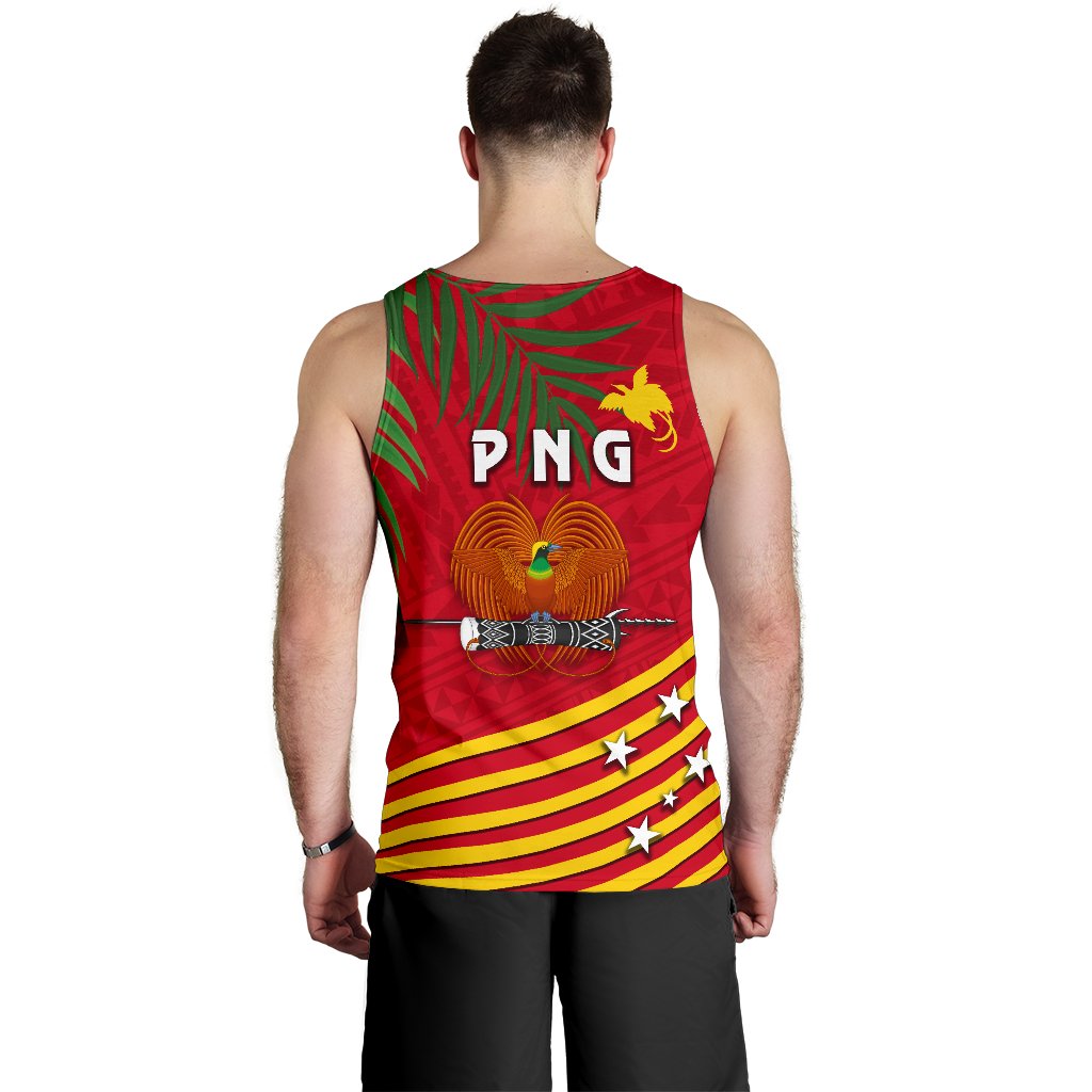 Papua New Guinea Rugby Men Tank Top Coconut Leaves - The Kumuls - Polynesian Pride