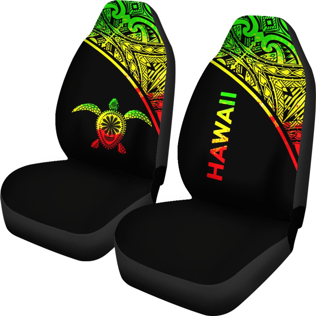 Hawaii Car Seat Covers - Polynesian Turtle Tattoo Reggae Curve - Polynesian Pride