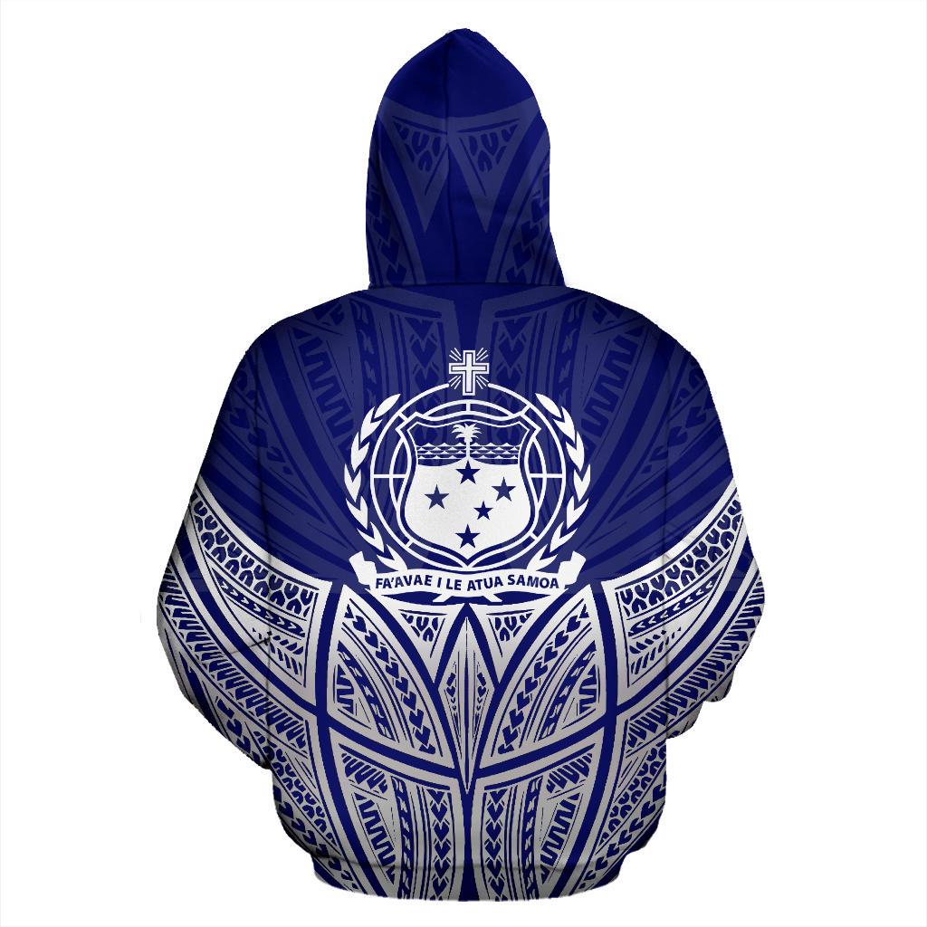 Samoa Polynesian Hoodie Blue Pride Map nd Seal - Polynesian Pride