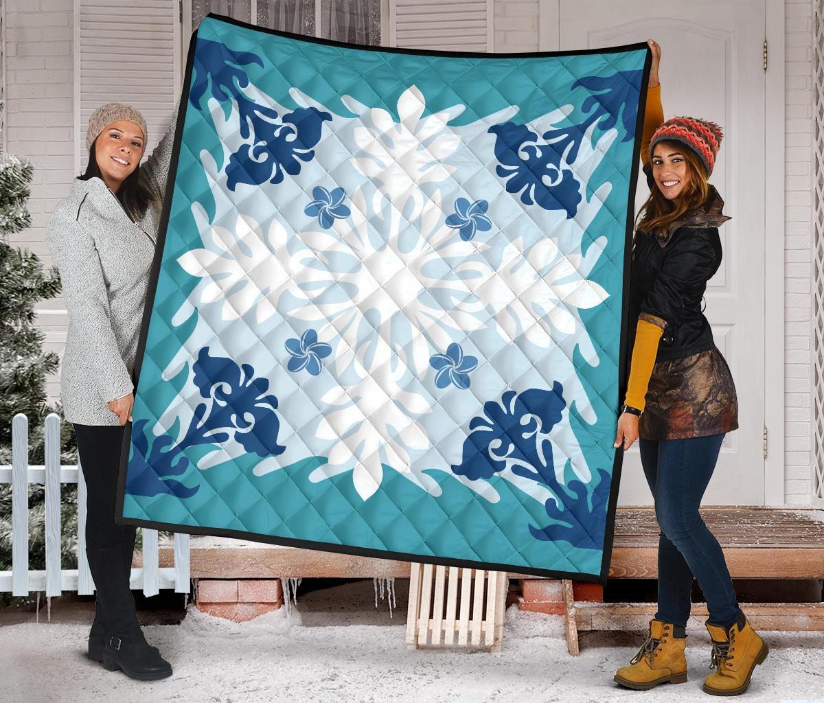 Hawaiian Leaves Tropical Pattern Premium Quilt - Pastel - Argu Style - AH - Polynesian Pride