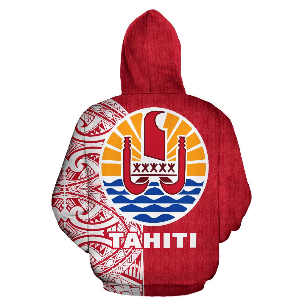 Tahiti All Over Zip up Hoodie Polynesian Shoulder Style - Polynesian Pride