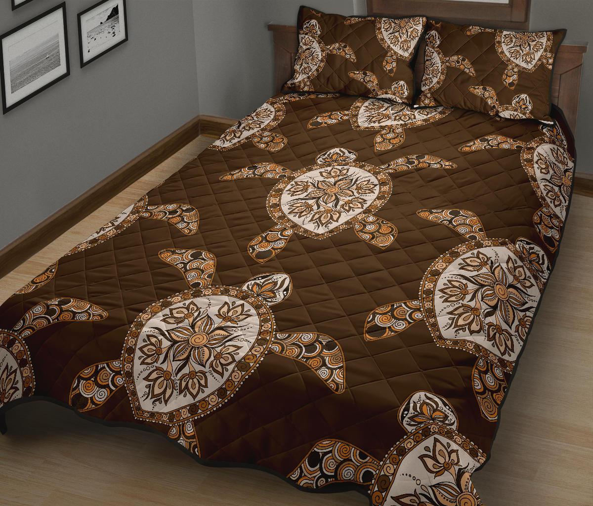 Brown Turtle Quilt Bed Set - Polynesian Pride